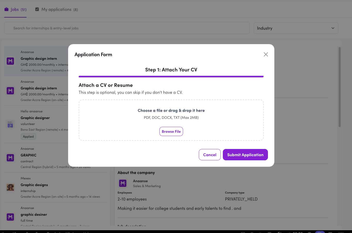 Anaanse talent job page — apply for a role