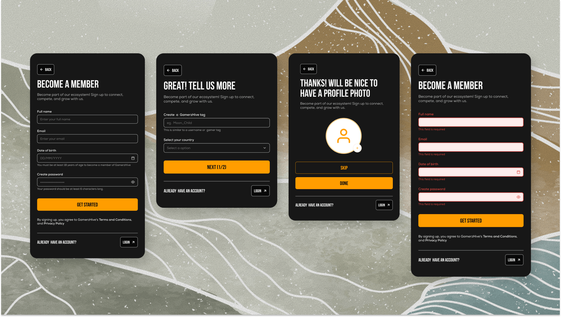 GamerzHive sign up screen