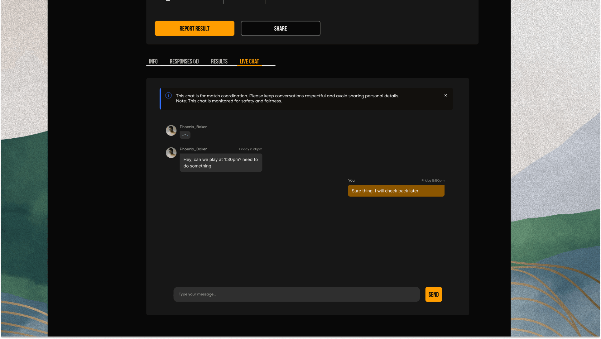 GamerzHive live chat screen