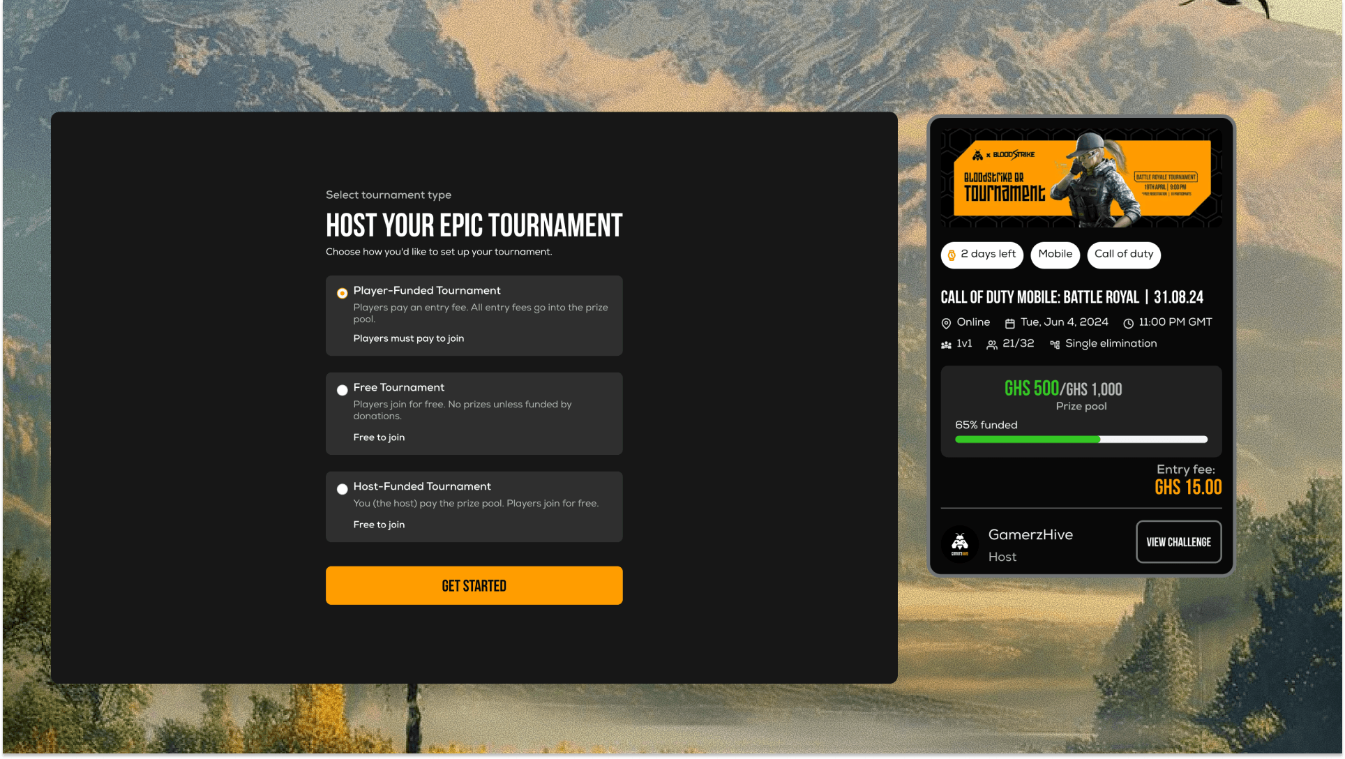 GamerzHive tournament screen